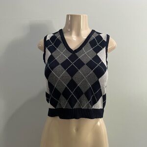 Brandy Melville Navy and Gray Checkered Tank Top